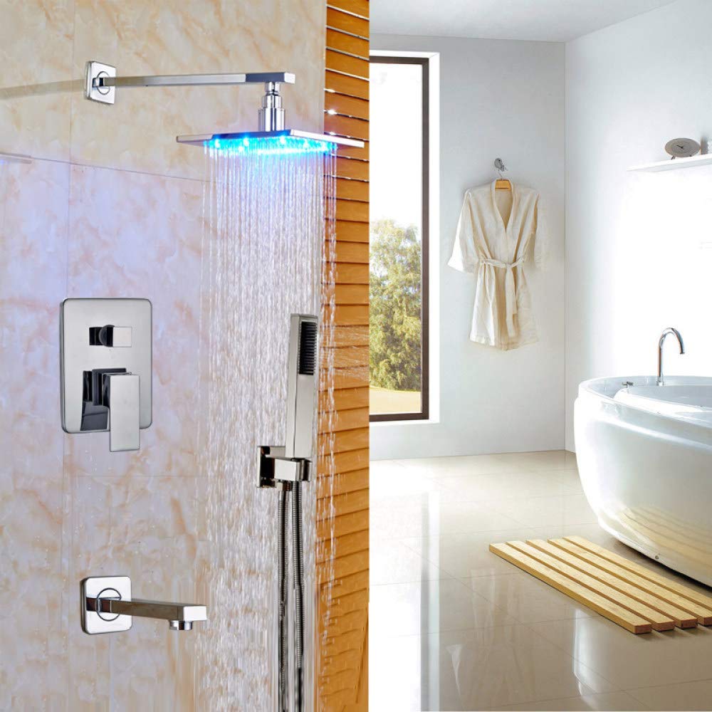 Robinet de douche encastré chrome brillant avec ciel de pluie