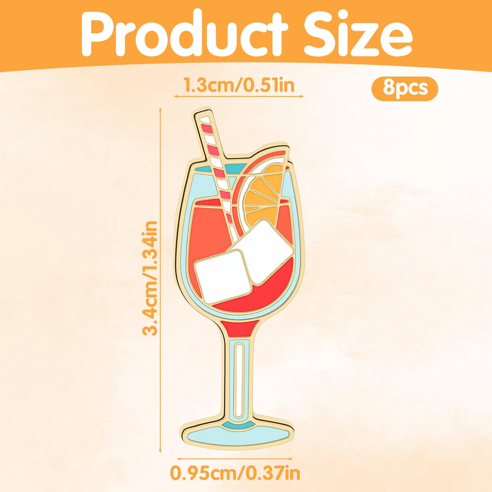 Amabro 8 Stück Süßes Getränk Saft Brosche, Hochwertige Emaille Pins mit Mini Weingläsern lustiges Kawaii-Design vielseitige Revers Anstecker für Karneval, Mode und Geschenke - 5