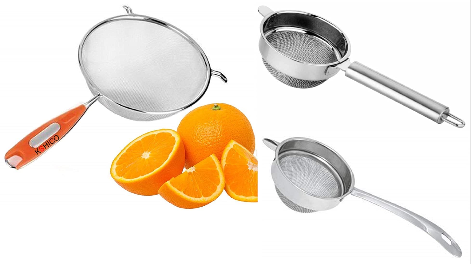 MOPERYOK Brand Juice/Soup Strainer & Tea-Coffee Strainer Combo Set I Soup Strainer (16 cm) I Lifetime Guaranty Against Rust I Food Grade Stainless Steel for Kitchen, Non Magnetic 3 Pc Set.