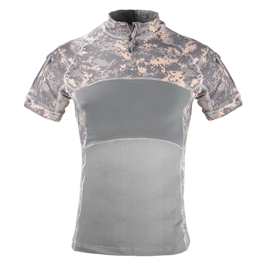 T-Shirt Tattica Militare da Uomo Gym Camo1 Army Tee Soldiers Combattimento Multicam Camicie Camicia da Pesca (Nero XXL)