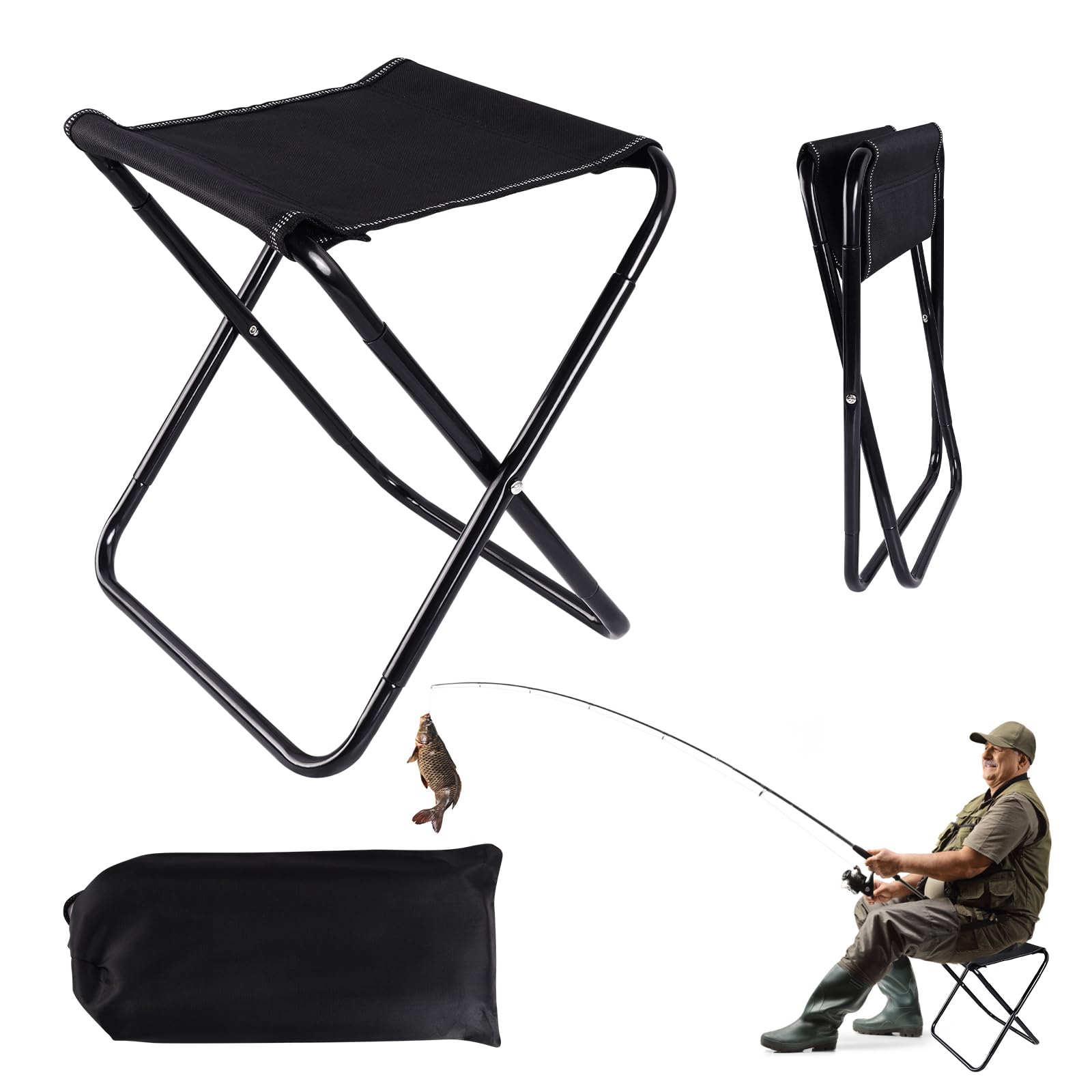 Portable Folding Stool: Folding Chair Camping Mini Folding Stool with Bag for Indoor and Outdoor Camping Hiking Hunting Picnic Travel Etc