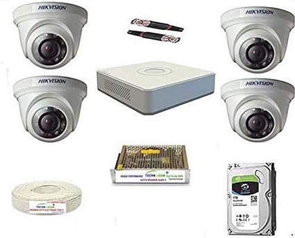 HIKVISION Full HD 2MP Cameras Combo KIT 4CH HD DVR + 4 Dome Cameras+1TB Hard DISC+ Wire ROLL +Supply & All Required CONNECTORS