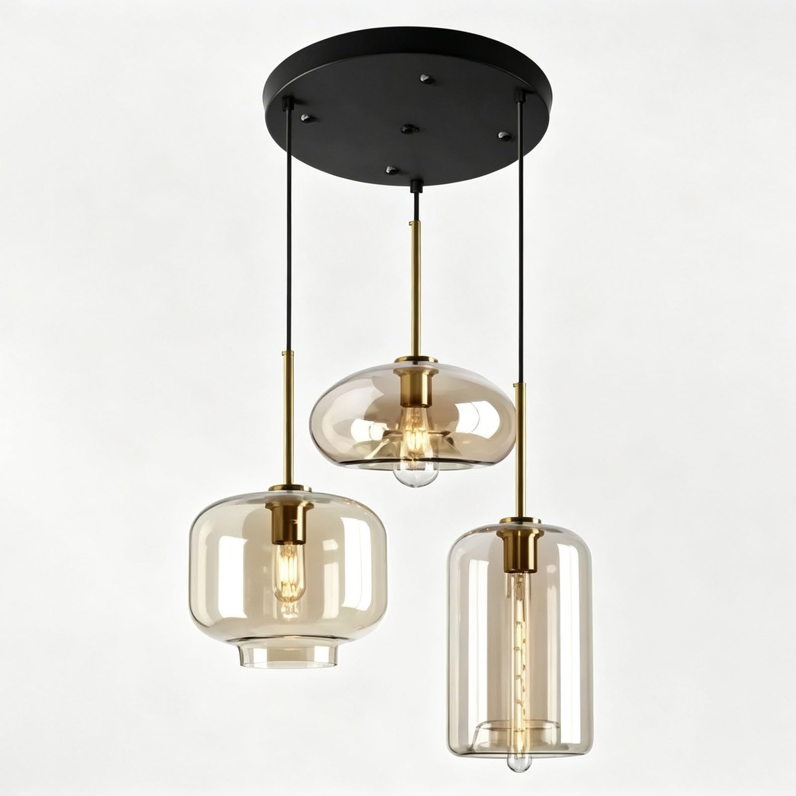 LUOYAOB Modern 3-Light Spherical Pendant Lamp Glass Globe Chandelier