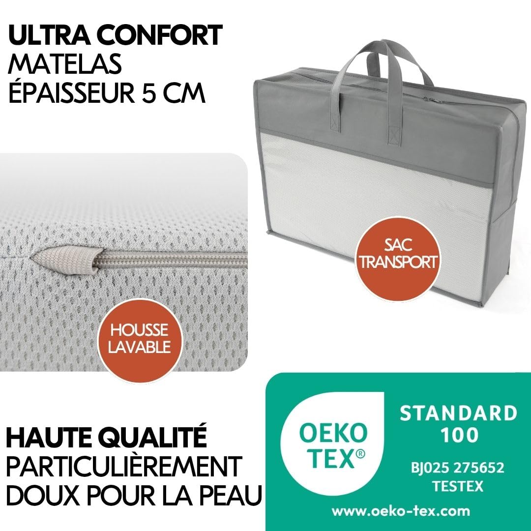 Hauck Dream N Play Plus Lit Parapluie Bébé Pliable avec Matelas, Moustiquaire, Sac de Transport – Dusty Cork
