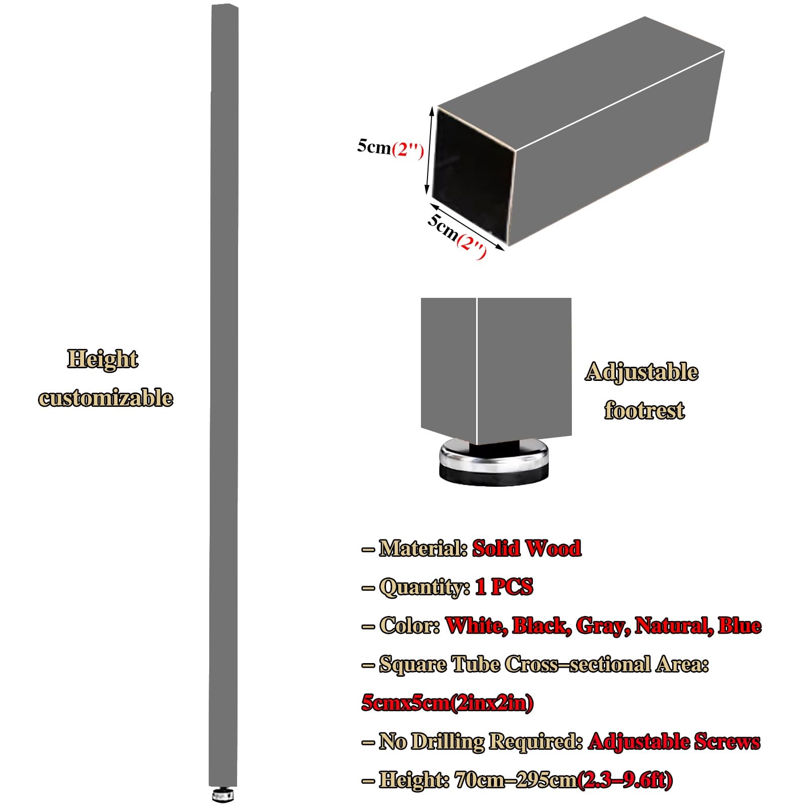 ZXFDMSWJ Separador de ambientes con Poste de Madera para Pared, Separador de ambientes Personalizado de Listones de Madera de Piso a Techo, decoración de Cama/Sala de Estar/cubículo (Blanco, 70 cm (2