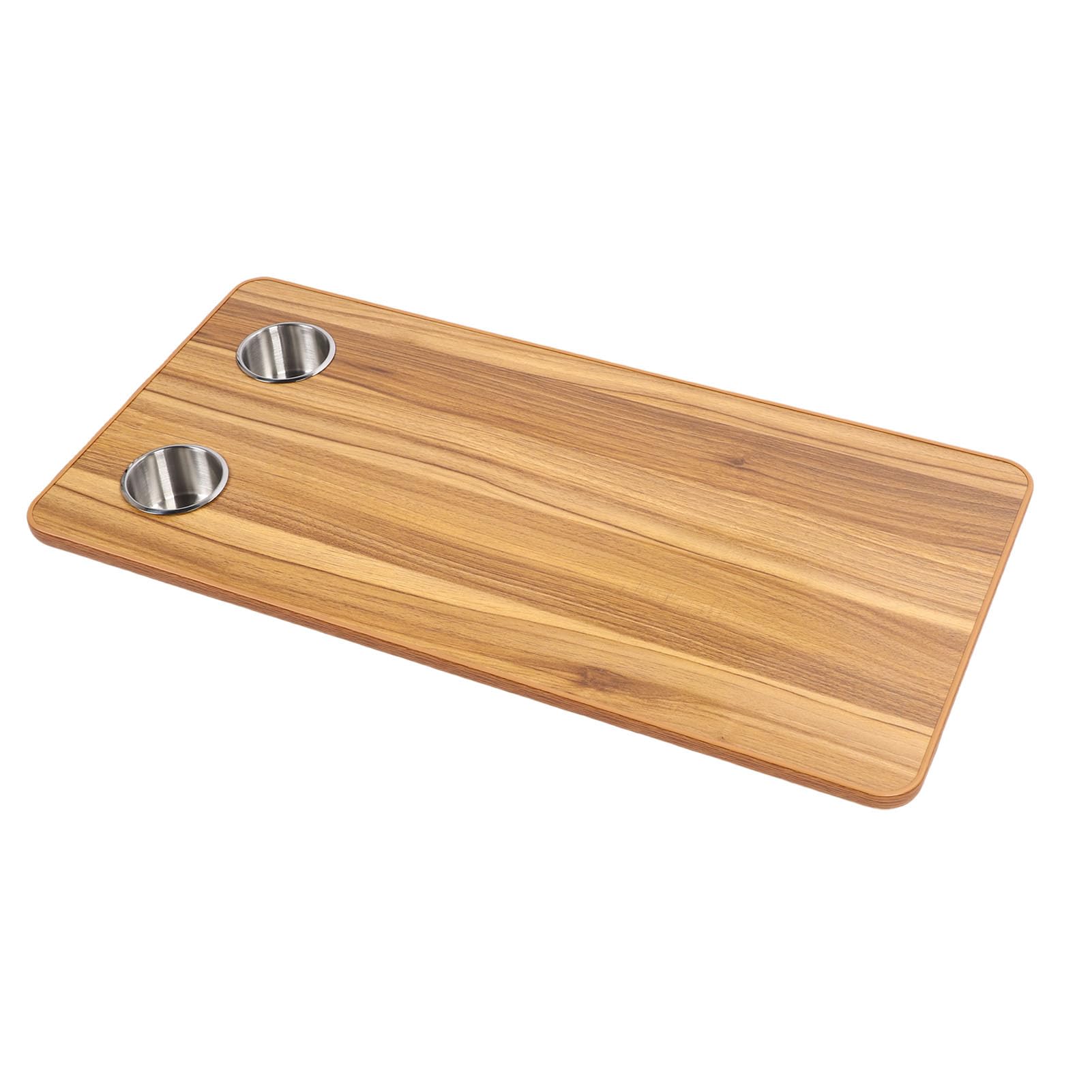 Acouto Ersatz für Wohnmobil-Tischplatte mit 2 Getränkehaltern, 80 X 39 cm, Holz-Bootstisch für Wohnmobile, Wohnmobil-Tischplatte, Arine-, (Brauner Holzstreifen)