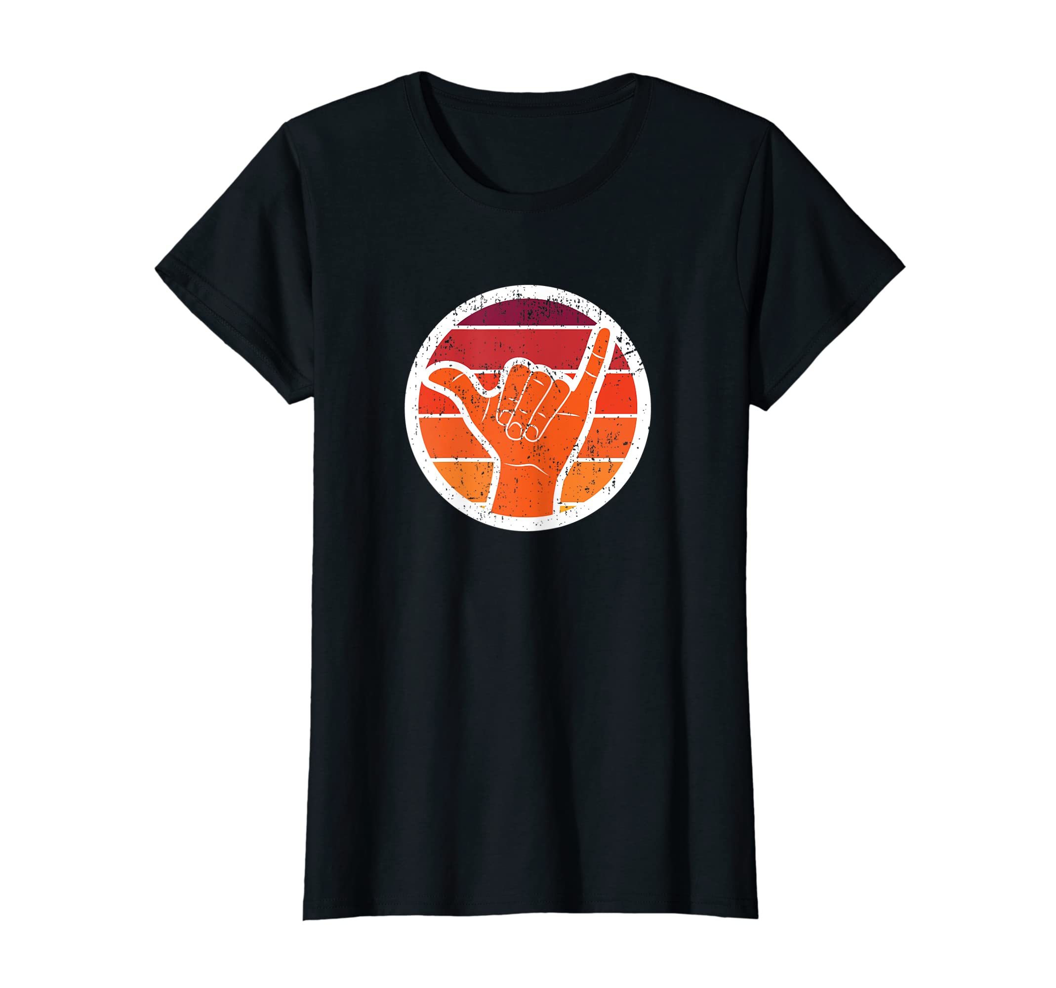 Womens Retro Shaka Surf Sign Sunset Cool Vintage Surfer Surfing T-Shirt