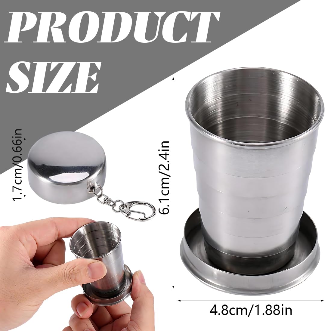 Tazza Pieghievole 75ml, Compatta E Portatile Con Portachiavi, Ideale Per Campeggio, Escursionismo, Alpinismo, Picnic E Attività All'aperto.