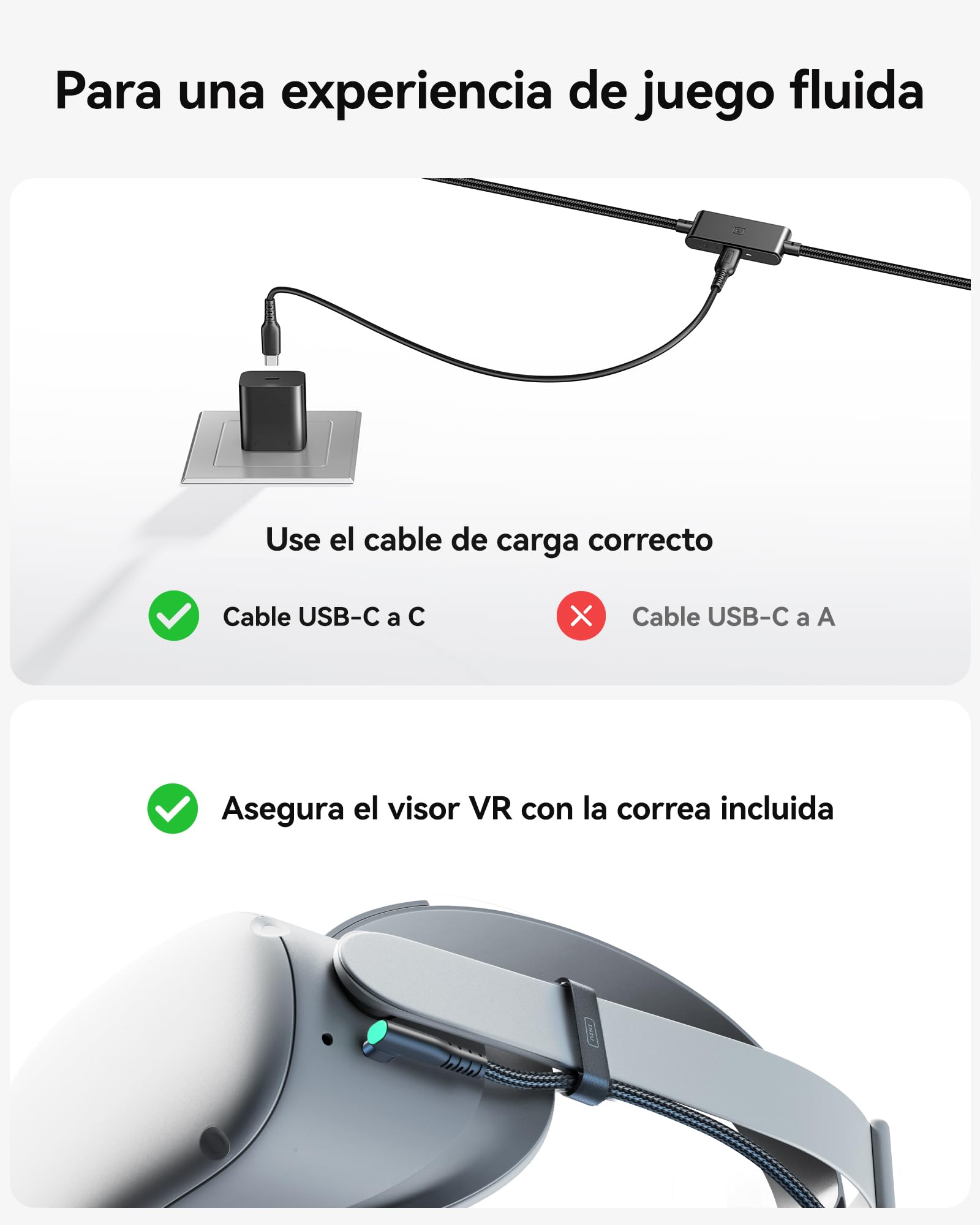 INIU Cable Link de 5m, Cable Link USB 3.0 a USB C con Meta Oculus Quest 3s, Quest 3 2 1, Quest Pro, Pico 4, PC Steam VR Accesorios, Transferencia de Datos de Alta Velocidad, Cable para Auriculares VR