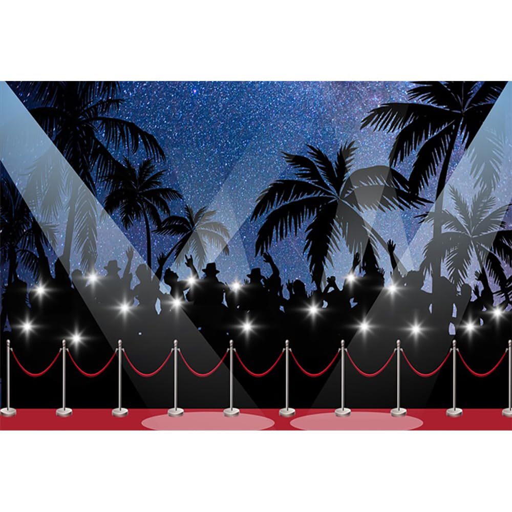 YongFoto 3x2m Vinyle Toile de Fond Hollywood Décor de scène Spots Nuit étoilée Fond de Studio Photo Décors de fête photobooth Shooting Accessoires 10ft