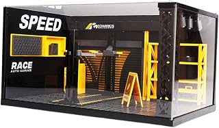 Generic 1/24 Simulation Garage Display Case Car Workshop Scene Model Building Model Kits Display Scenery Model for Diorama Collection Gifts, with Board