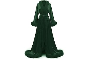 Feather Trimmed Satin Robe and Gown