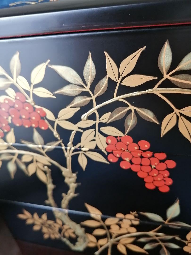 Amazon | 南天重箱 三段重 漆器 天然木 うるし塗り お弁当 花見 綺麗