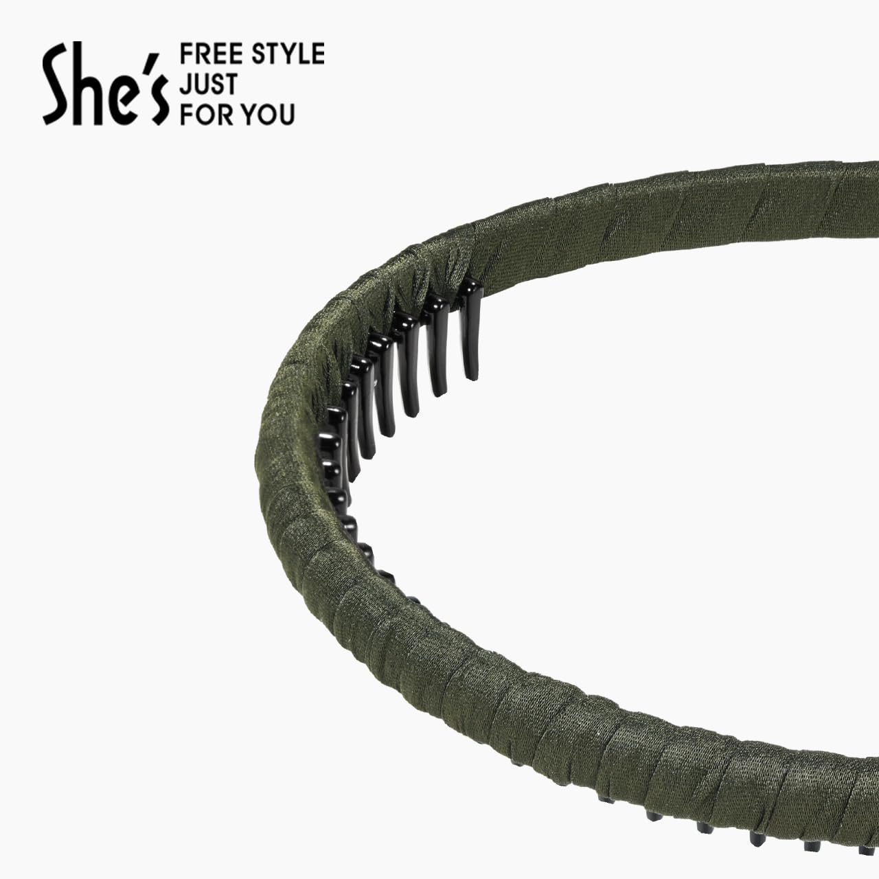 SHE'S FREE STYLE JUST FOR YOU Upgraded Classic Thin Headbands for Women, Non-Slip Polyester & Plastic Hair Bands with Teeth for Strong Hold Grip, Durable Hair Accessories (Green, Classic) - Image 6