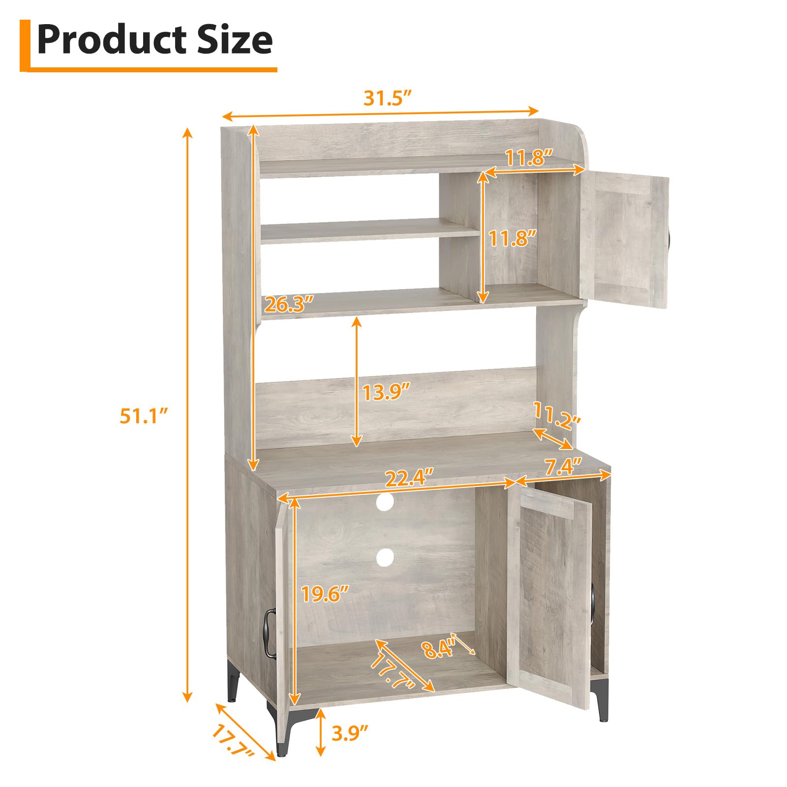 GarveeLife Katzentoiletten-Schrank mit 3 Türen, Mehrzweck-Storage-Schrank für Katzenzubehör, aus Spanplatte/MDF, grau/weiß – platzsparend & stabil