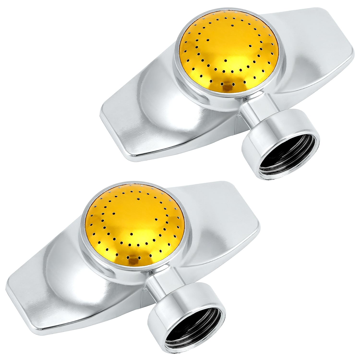 QWORK 2 Pack 360 Degree Metal Spot Sprinkler, Heavy-Duty Circular Design with Adjustable Water Flow, Up to 30-Feet Coverage for Lawns, Gardens & More