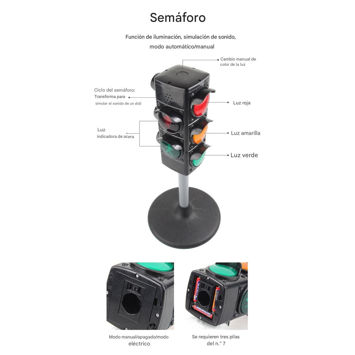 Semáforo Para Aulas, Señal de Paso con Luces y Sonidos, Juguetes Educativos Interactivos Lámparas Decorativas de Carretera Actividades de Aprendizaje para Patio Jardín Escuela Exterior