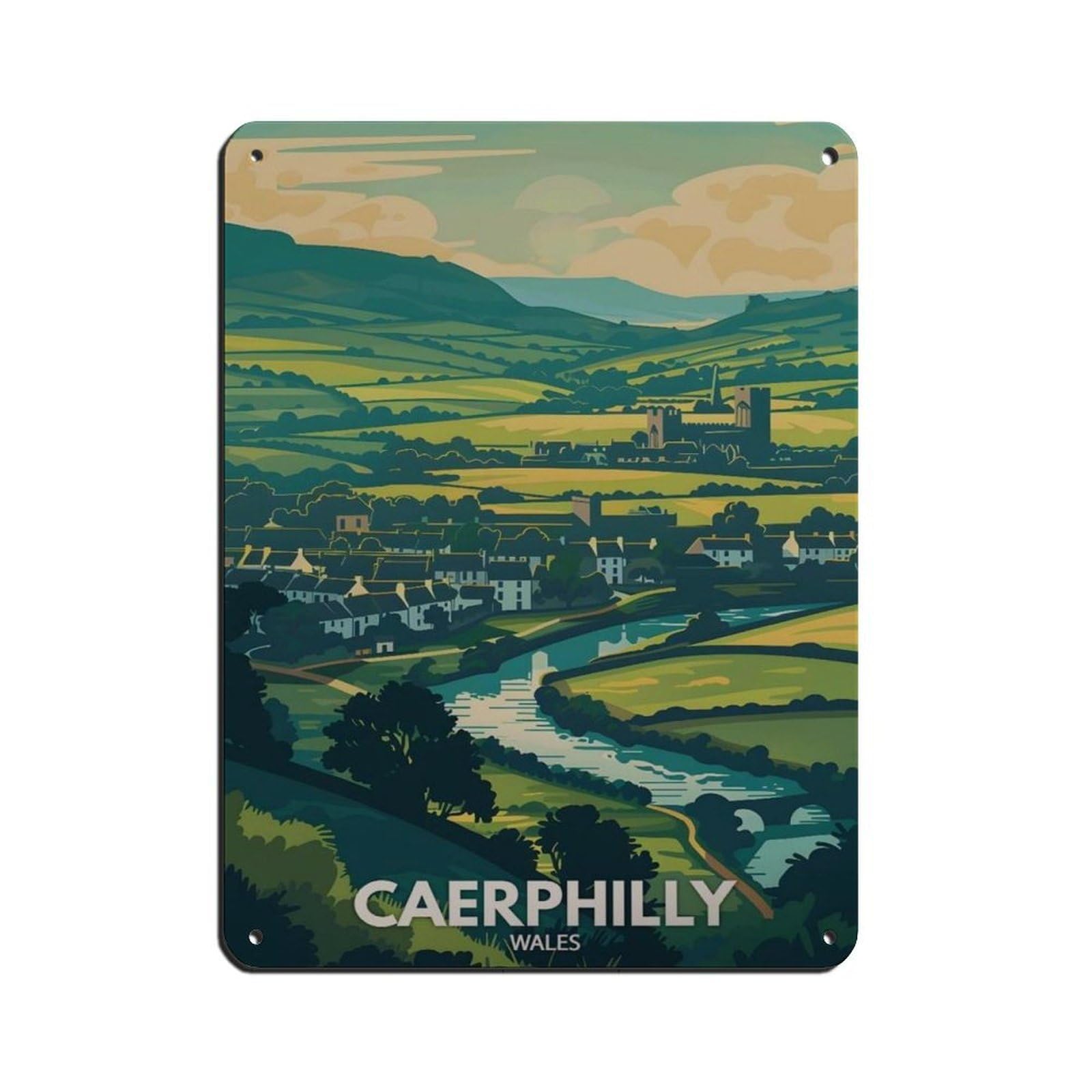 Lxwnze 30L X 40W Cm Caerphilly Poster, Wales City Art Tin Sign Vintage Metal Pub Club Cafe Bar Home Wall Art Decoration Poster Retro 12X16inch(30X40cm)