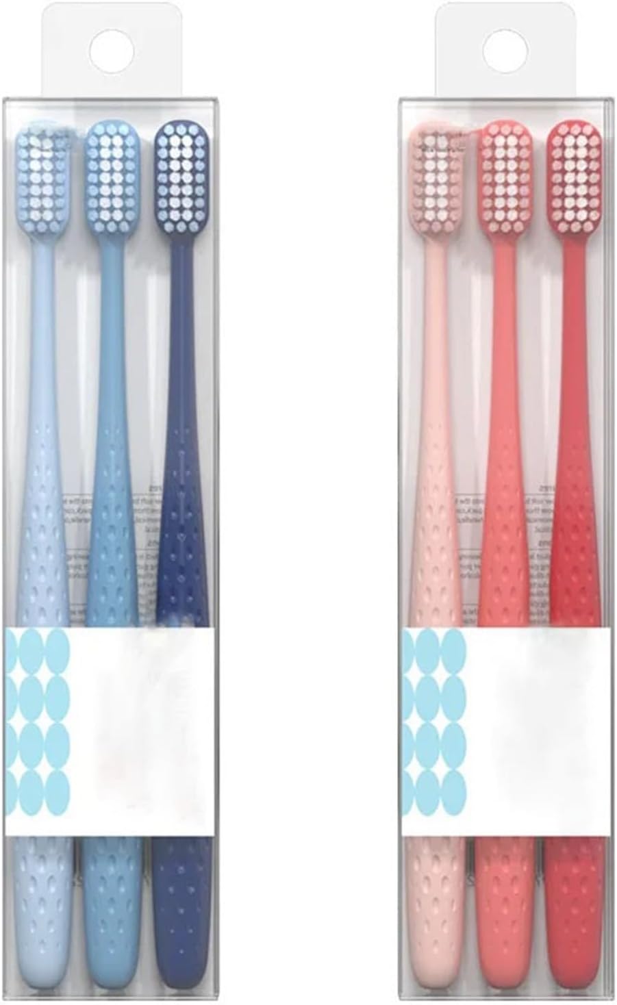 Manual Toothbrush 3PCS/Set Wide Head Extra Soft Bristled Toothbrush Adult Home Pack Brush Wire Independent Packaging Toothbrush(Red 3pcs Set)
