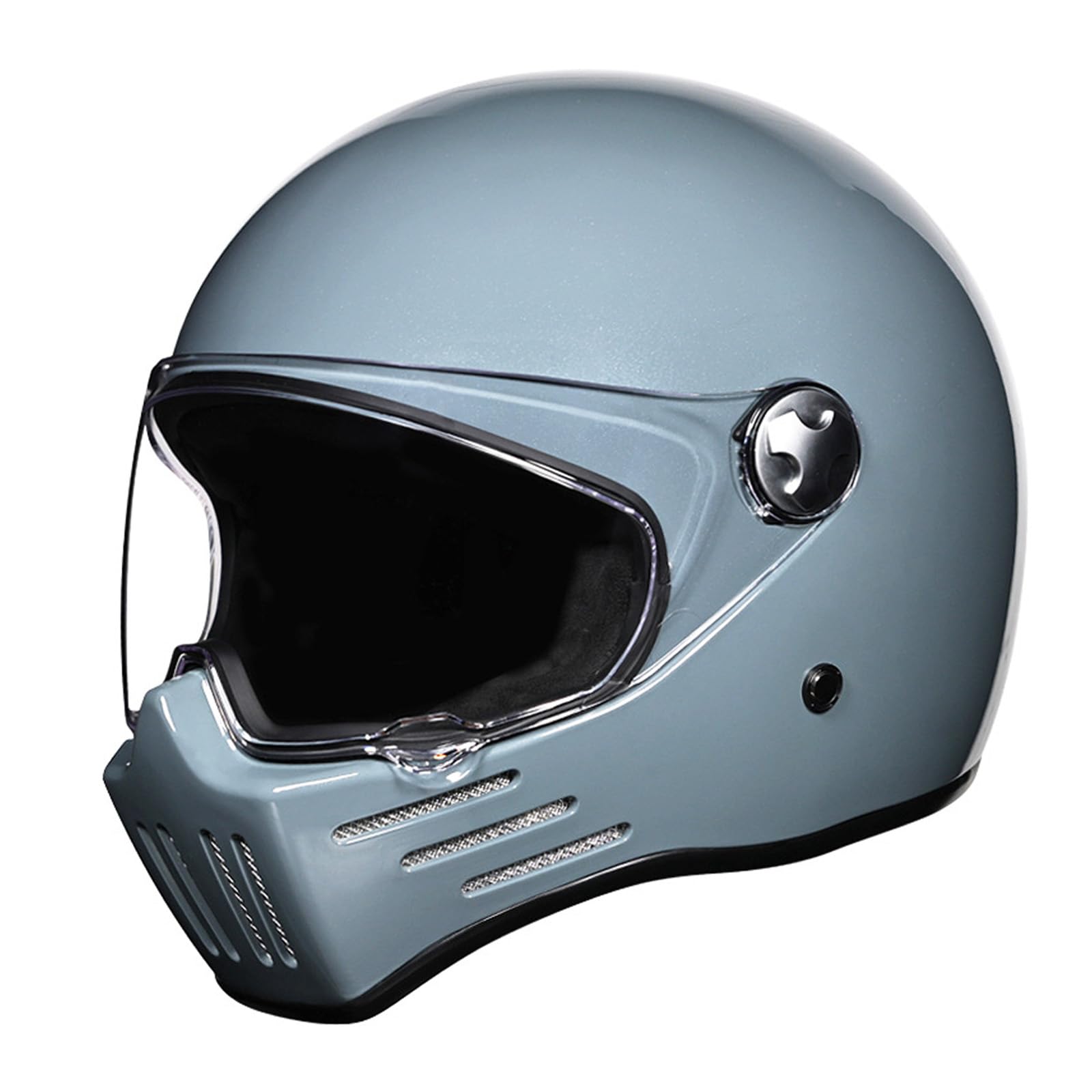 WoljayVintage Full Face Motorcycle Helmet Helmets Jet Moto Cruiser Scooter Unisex Adult DOT Approved (Gray,Large)