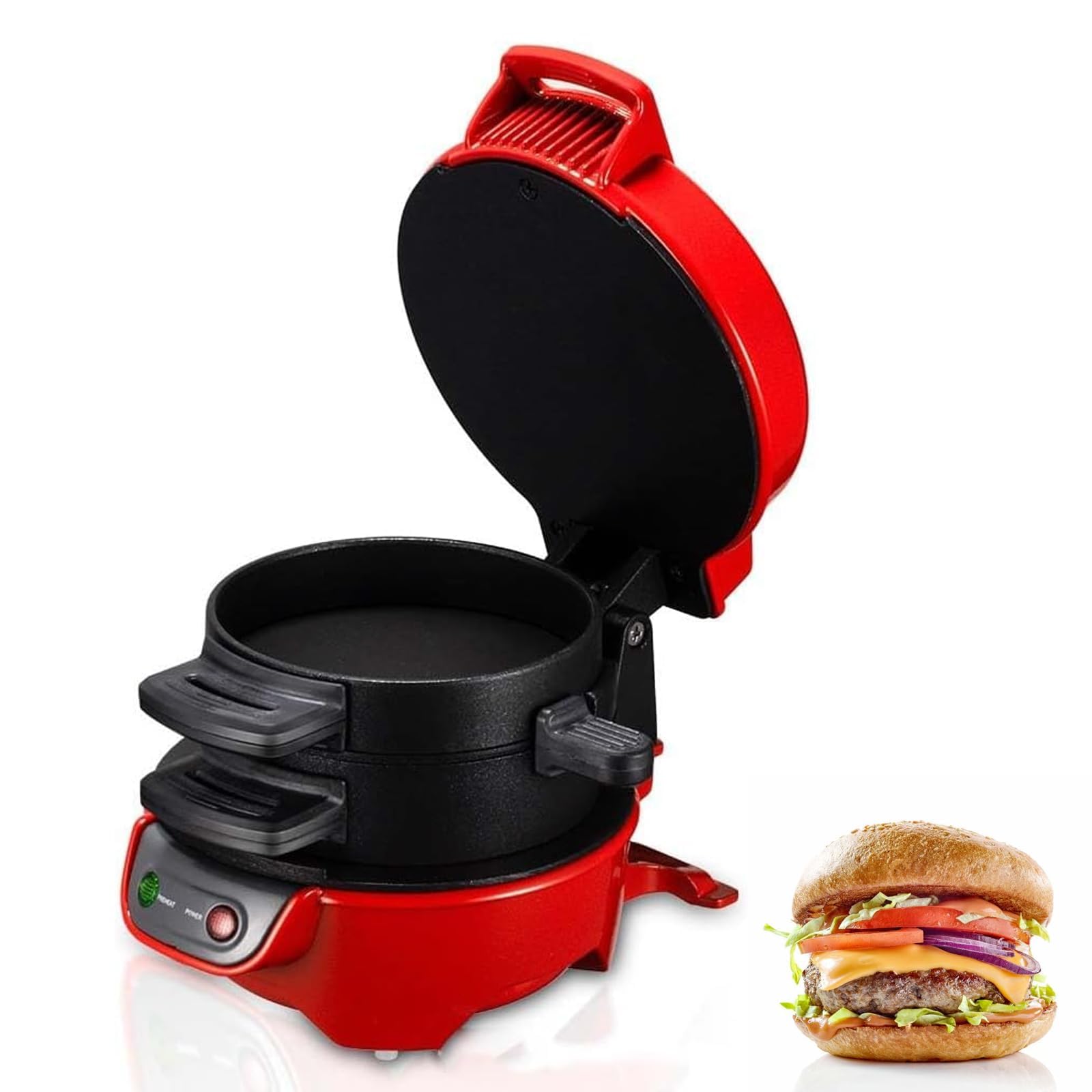 WDWDW Sandwich Press Burger Maker with Non-Stick Plates – Compact Design for Cooking Hamburgers