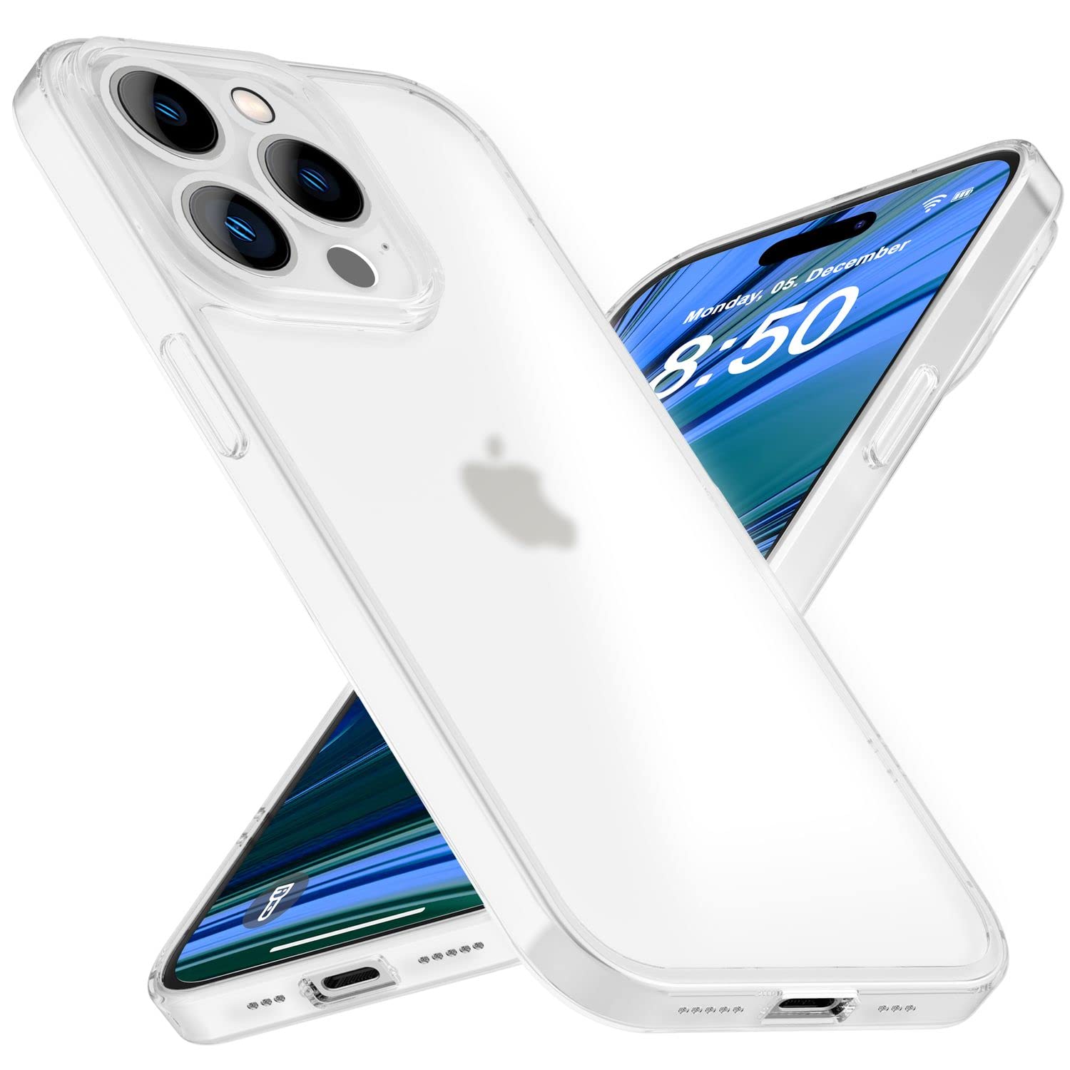 NALIA Custodia Rigida Ultra Sottile per iPhone 14 - Opaca-Trasparente & 0.3mm Fina - PHANTOM (Cover Sottile & Fotocamera Protetta) - Marchio Tedesco, Colore:Nero