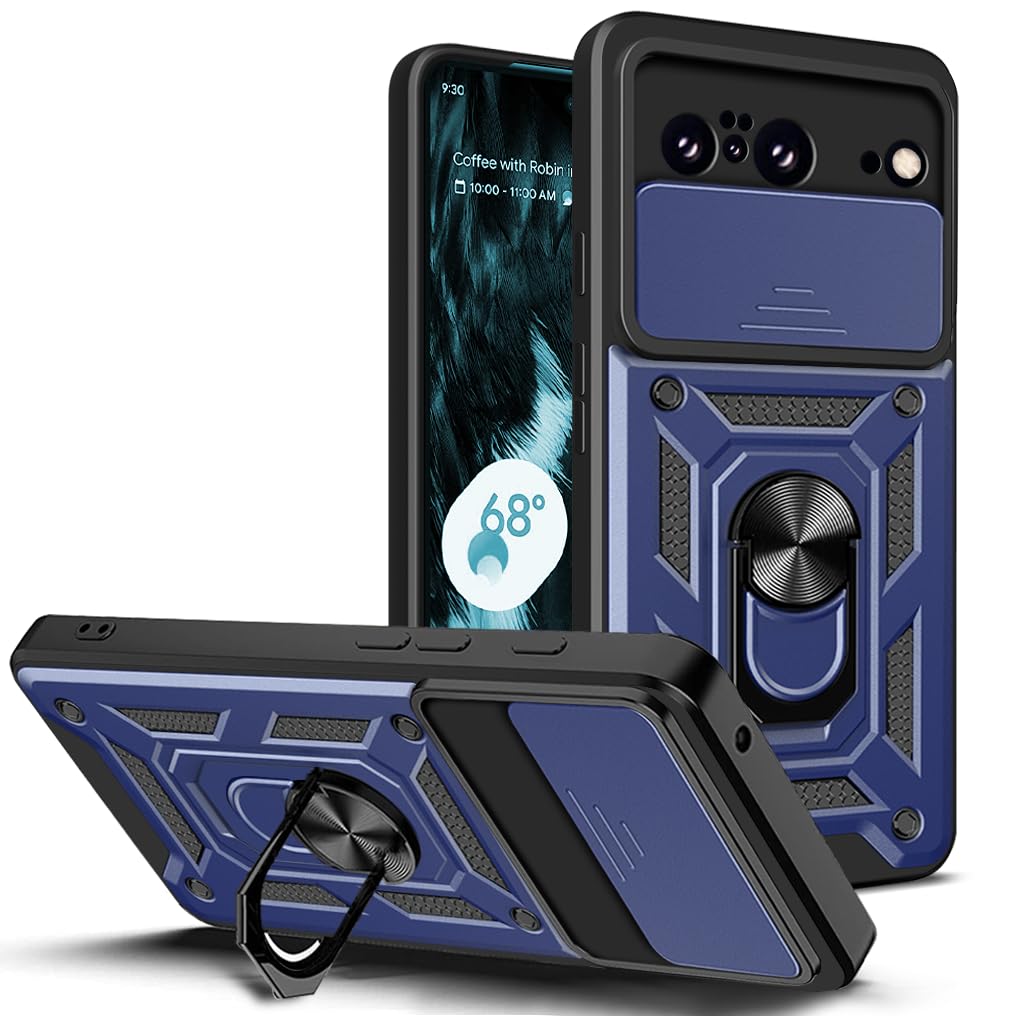 BOUNCEBACK Kickstand Shockproof Back Case Cover with Camera Shutter for Google Pixel 8 / Pixel 8 Cover Case -(Polycarbonate | Matte Blue) (B0CNGZGZR5) Amazon Price History, Amazon Price Tracker