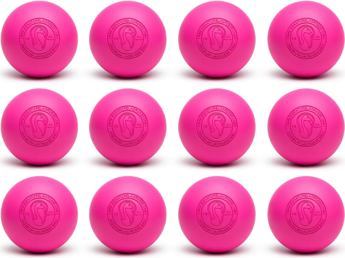Signature Lacrosse Ball Set - Packs of 2, 4, 8, 12, and 100 - No Chemical Smell Massage Balls, Myofascial Release Tools, Back Roller, Muscle Knot Remover