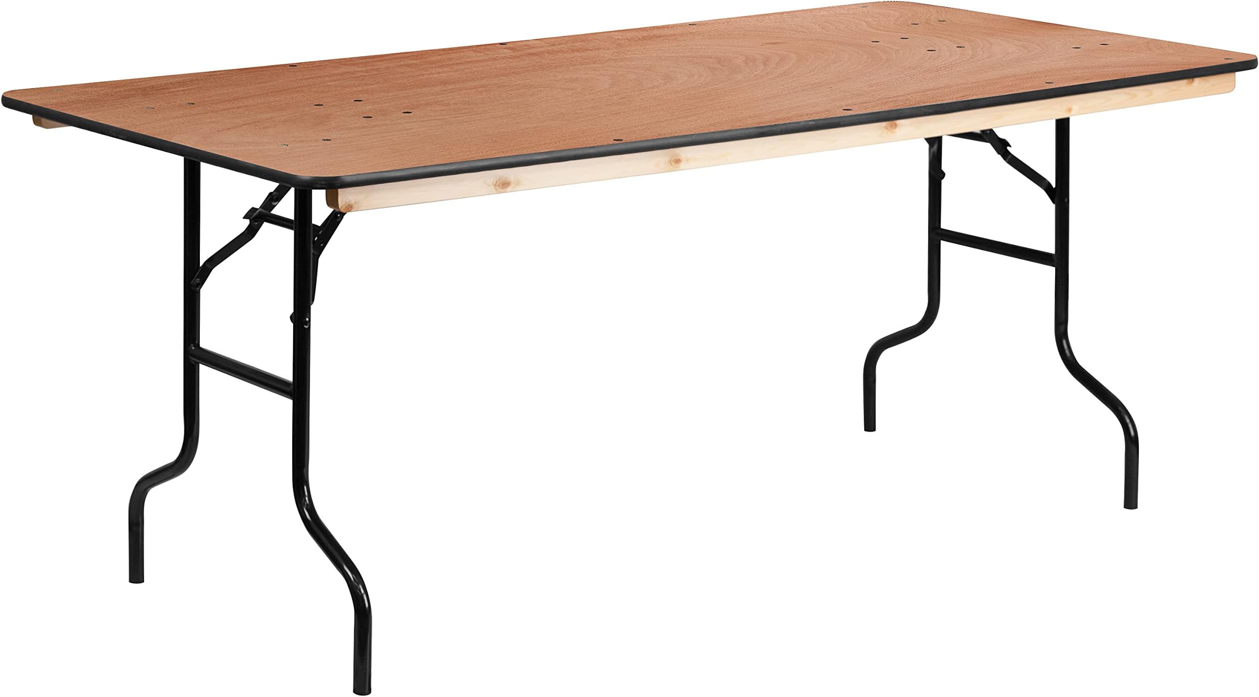 Amazon.com: BizChair 6-Foot Rectangular Wood Folding Banquet Table with ...