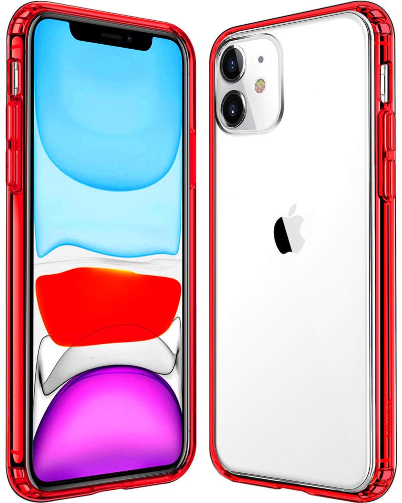 Mkeke Compatible for iPhone 11 Case, Red Shock Absorption Bumpers Cases for 6.1 Inch