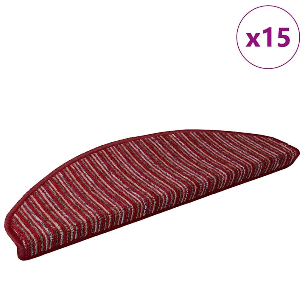 Selbstklebende Treppenschoner 15 Stück Rot 65 x 21 x 4 cm Treppenstufen Matten, Teppich Innen für Treppen, rutschfest Stufenmatten Treppenteppich