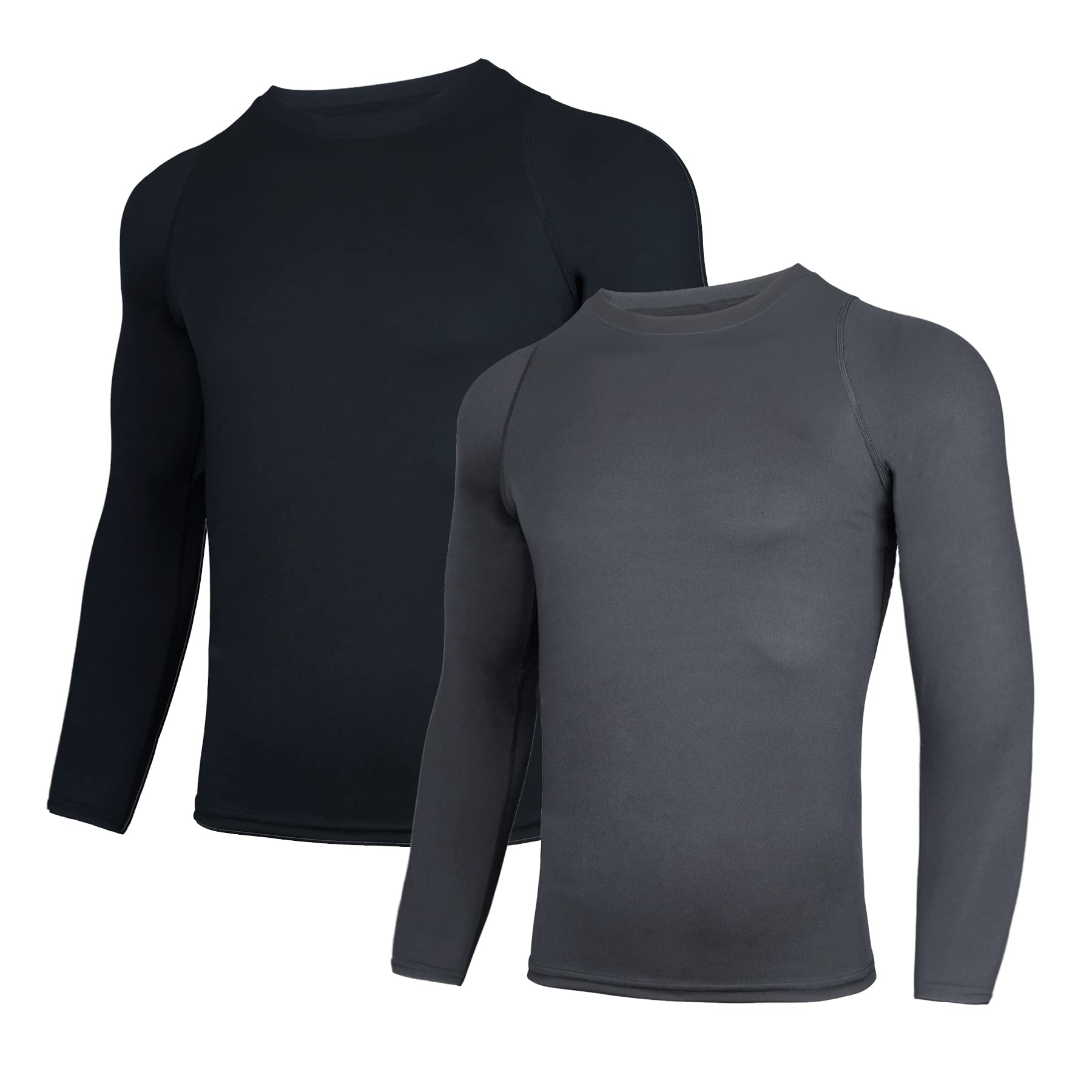 AMZSPORT 2 Pezzi Maglia Compressione Uomo Maglietta Termica Manica Lunga Maglie Sportiva Shirts Traspirante da Asciugatura Rapida Camicia Fitness Palestra