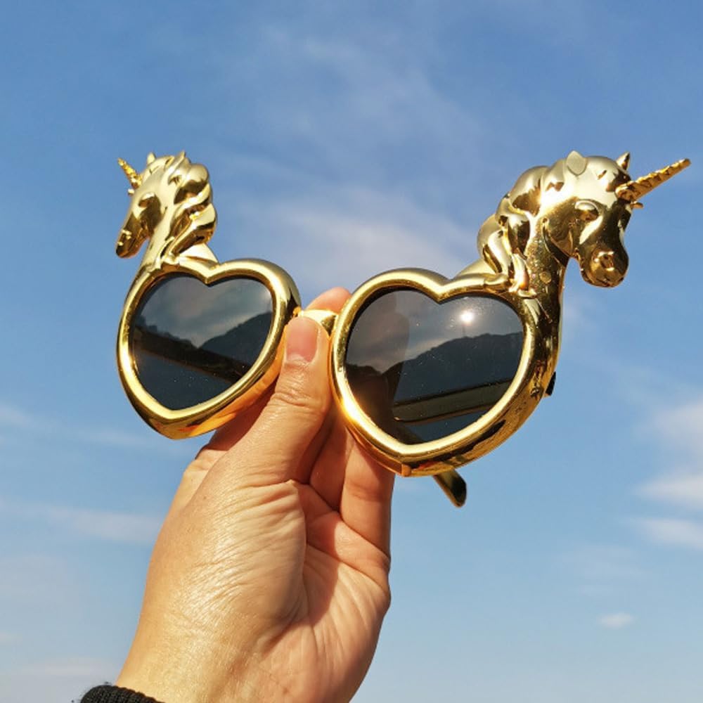 XFSRG Pack of 2 Creative Unicorn Heart Glasses Funny Funny Sunglasses Crazy Sunglasses Funny & Comfortable for Party Selfie & Props (Transparent) - Image 2