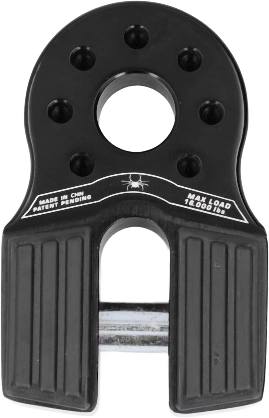 Winch Hook, Flat Winch Shackle Mount 16000lb Loading with Rubber Side Guard Aluminium Alloy Universal for UTV SUV Pickup(Black)