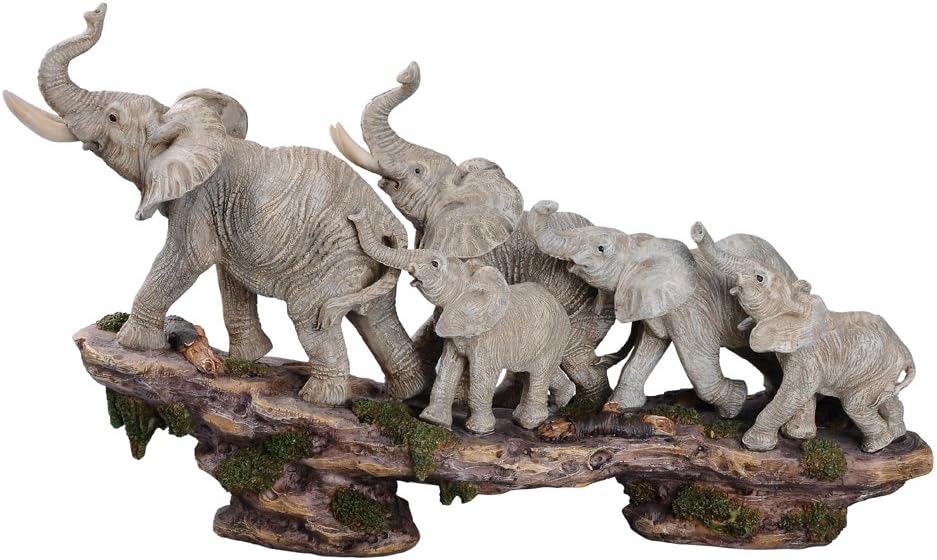 Comfy Hour Our Cute Elephant Friends Collection, Figurine Statue Sculpture, Stone Resin (Elephant Family on Cliff)
