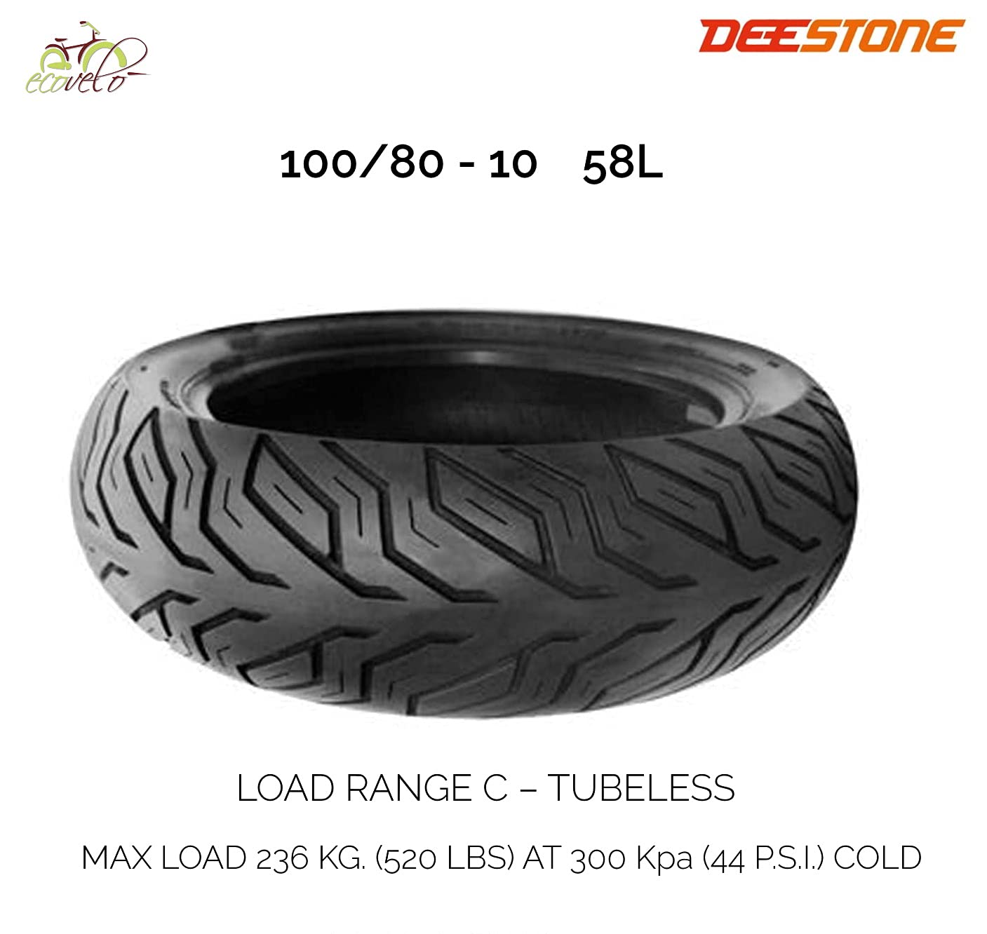 Pneumatico Rinforzato GOMMA DEESTONE 100/80-10 D825 Compatibile Piaggio Vespa Scooter