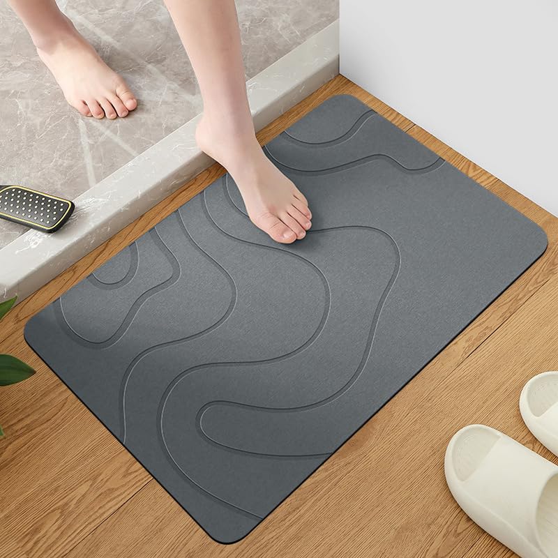 Alfombra de Baño Antideslizante, Alfombra-Diatomita Baño, Alfombrilla de baño Extraabsorbente, Antideslizante y Versátil para un Ambiente Limpio y Seguro 40X60cm