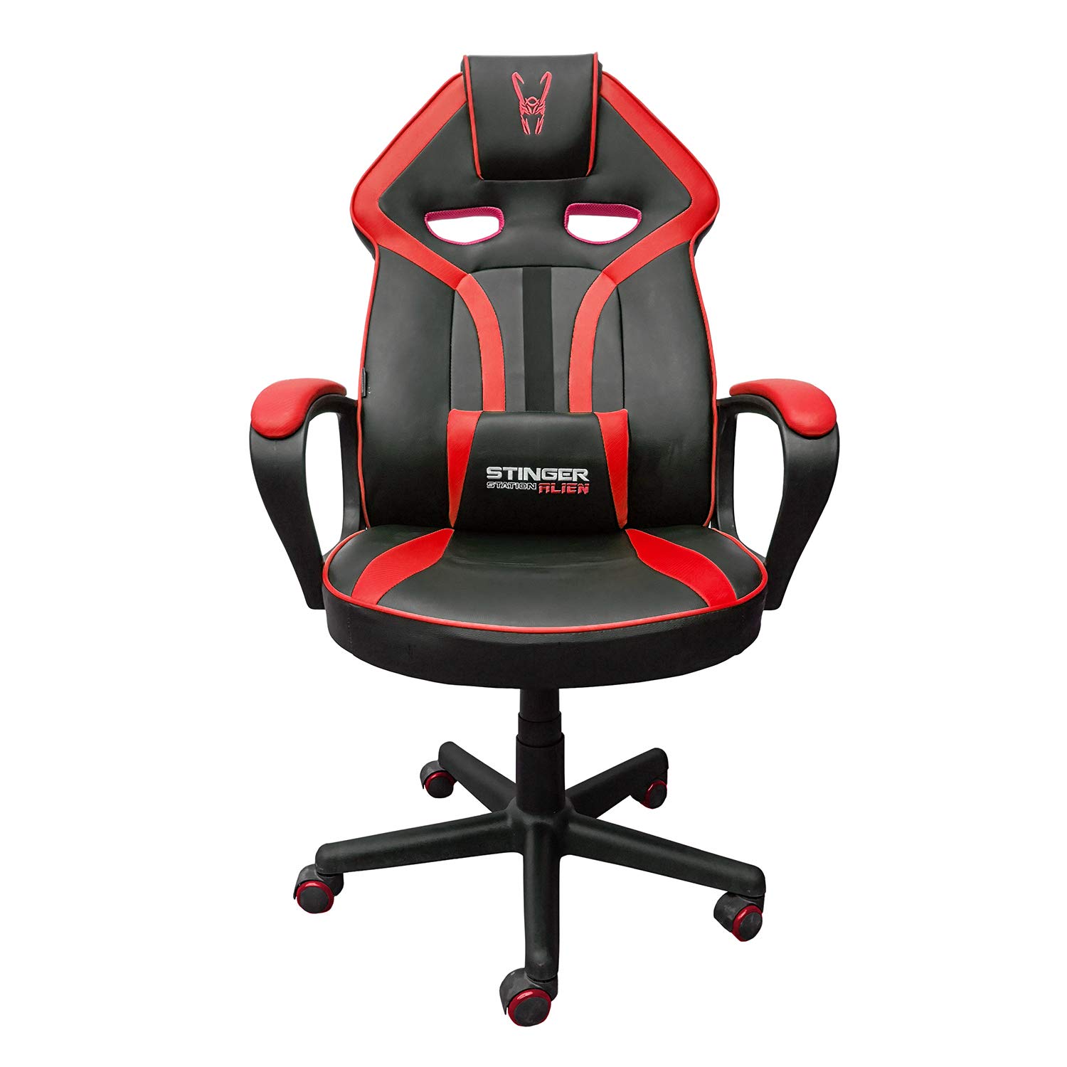 Woxter Stinger Station Alien Red - Silla Gaming Oficina (Gamer, Eje Acero, Levantamiento por pistón, Tela Transpirable, Ergonómica, Reposabrazos, Altura Ajustable)