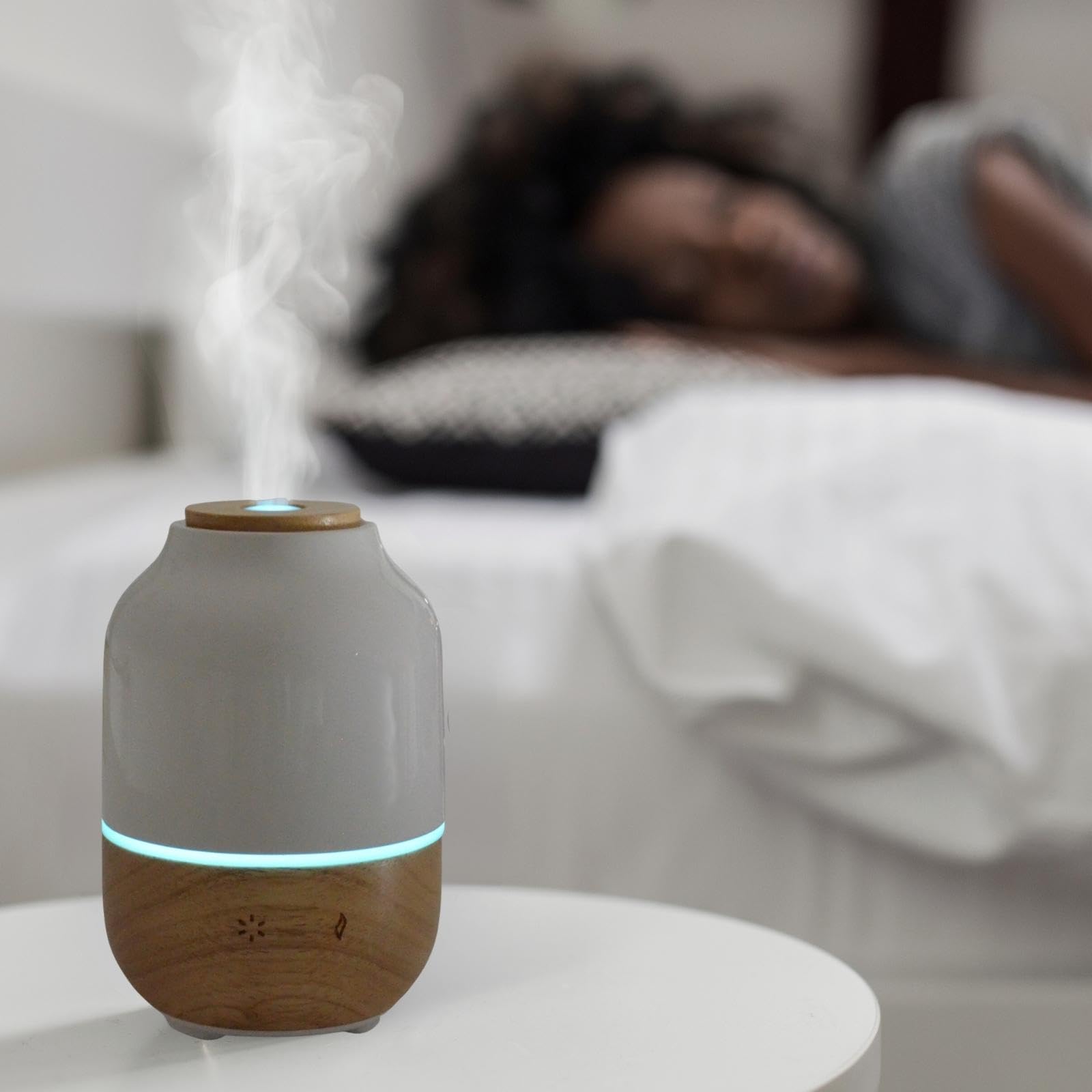 Zen’Arôme - Diffuseur d’Huiles Essentielles Ultrasonique Purisia (Jusqu’à 40 m²) - Diffusion à Froid pour l’Aromathérapie - Mode Continu ou Alterné - Éclairage Multifonction - Céramique et Bois