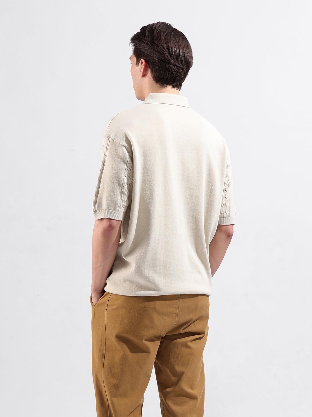 The Indian Garage Co Camiseta polo de manga media para hombre, de punto plano, texturizada, de gran tamaño