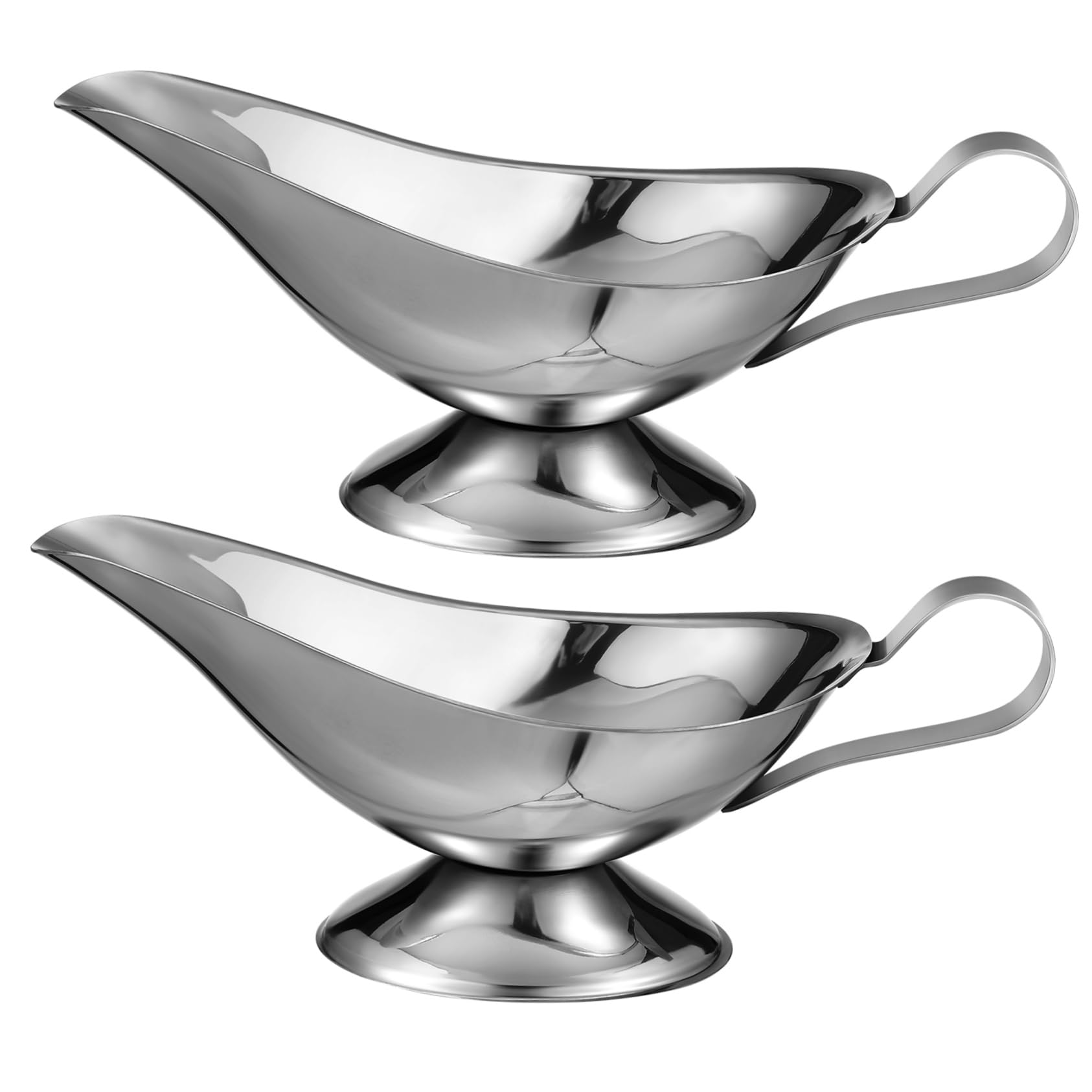 STOBAZA Practical Stainless Steel Gravy Boats Set of 2 Large Sauce Bowls Handles for Thanksgiving Christmas Cat Food