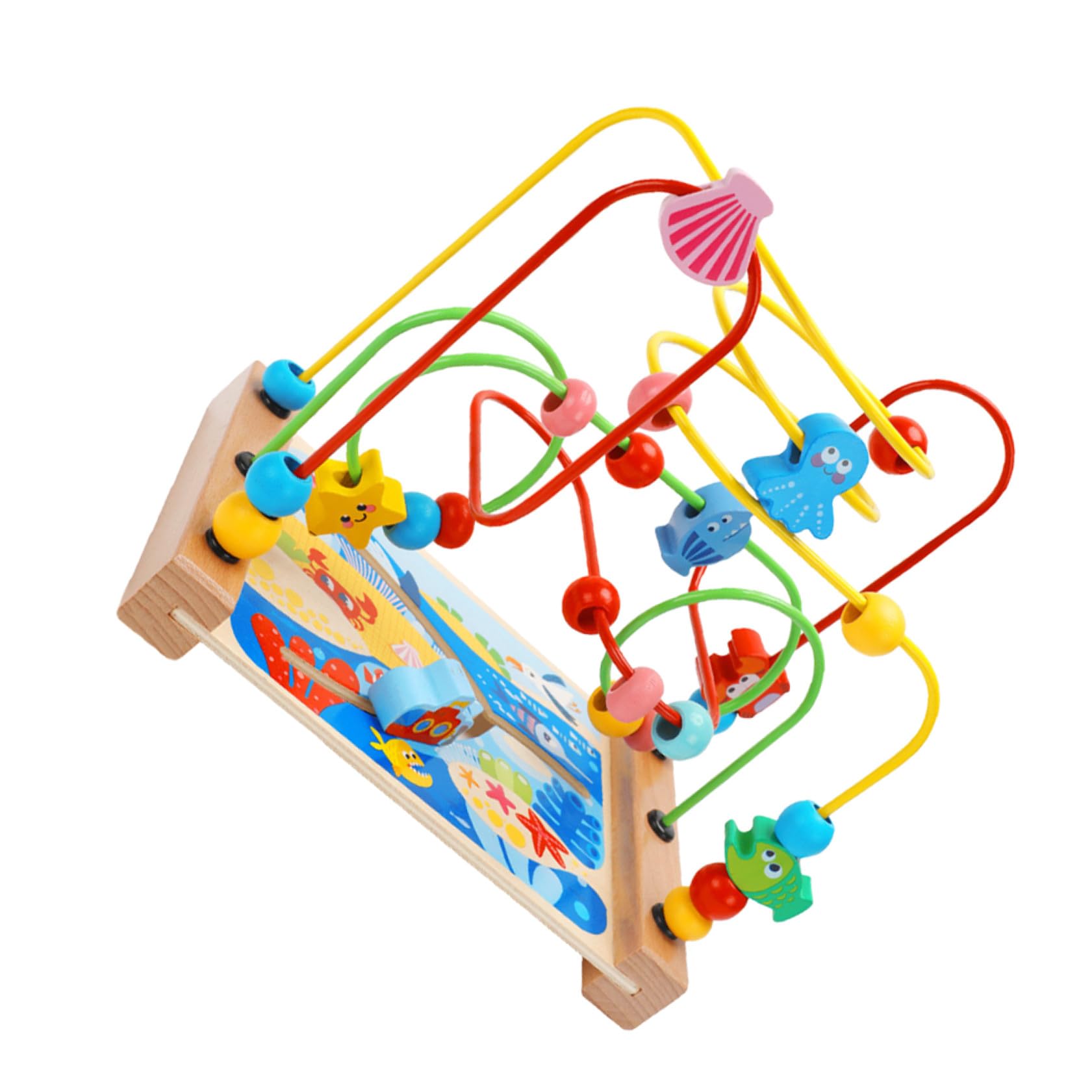 GARVALON Gioco Didattico Labirinto di Perline 1 Pz in Legno per Bambini | Decorazioni Scuola, per Compleanno e Festività, Superficie Liscia senza Bava, Aiuta la Presa