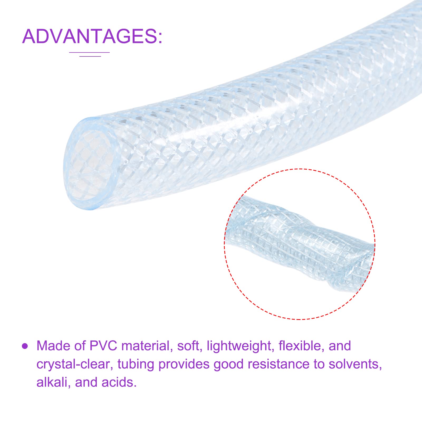 DMiotech 10mm ID 15mm OD Trenzado PVC Tubo Flexible Manguera Tubo para Jardín Agua Tubo, 3 Metros Longitud