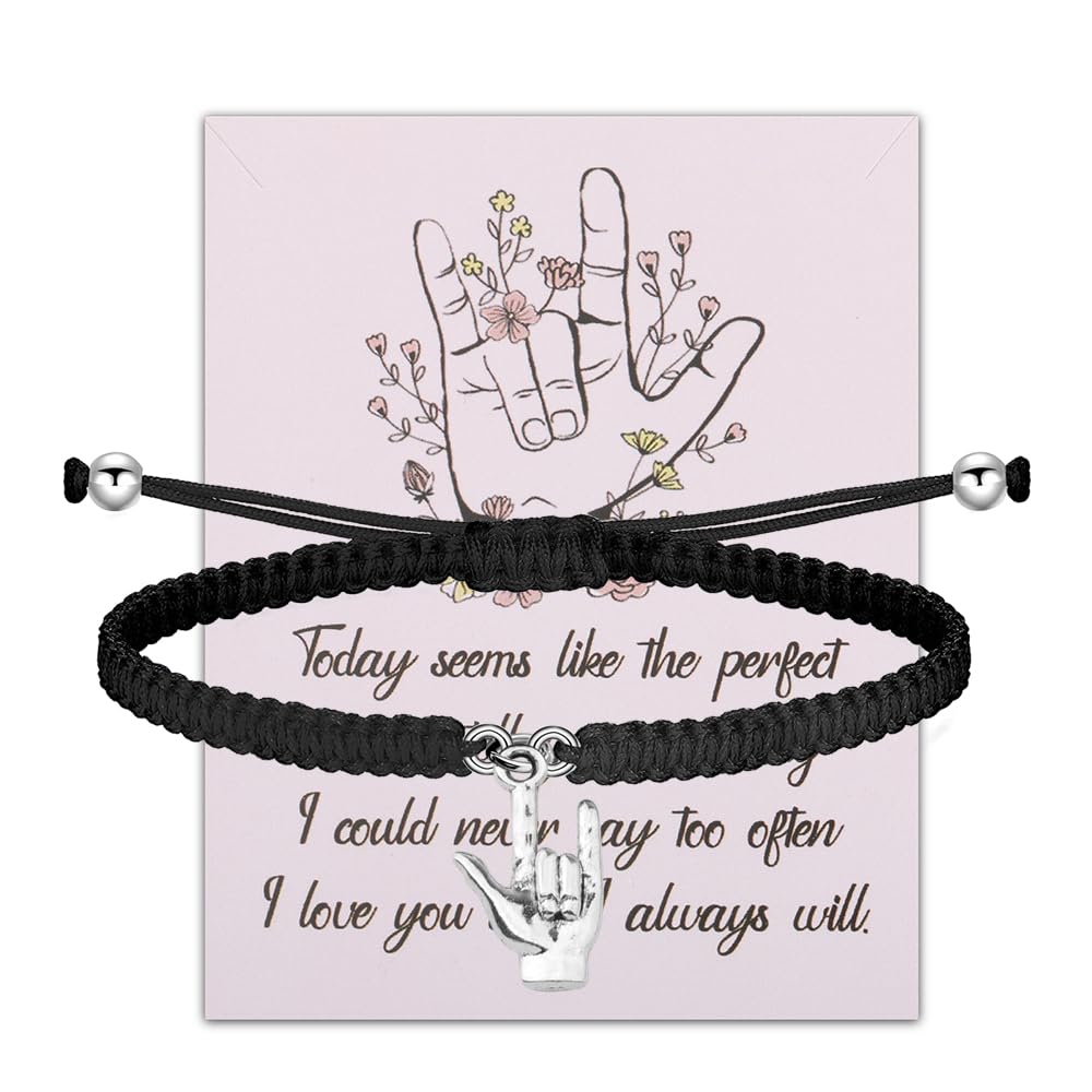 UJIMS ASL American Sign Language Gift I Love You Hand Necklace ASL Jewelry for Deaf Interpreter Teacher ASL Gesture Gift