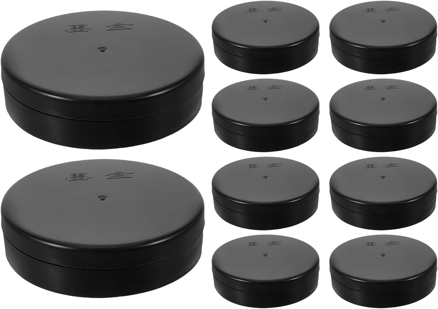 10pcs Calligraphy Round Ink Stone Dish: Small Inkwell Tray for Traditional Practice Painting Drawing Chinese Sumi Ink Holder Small Size Brush Rest for Home Art Studios