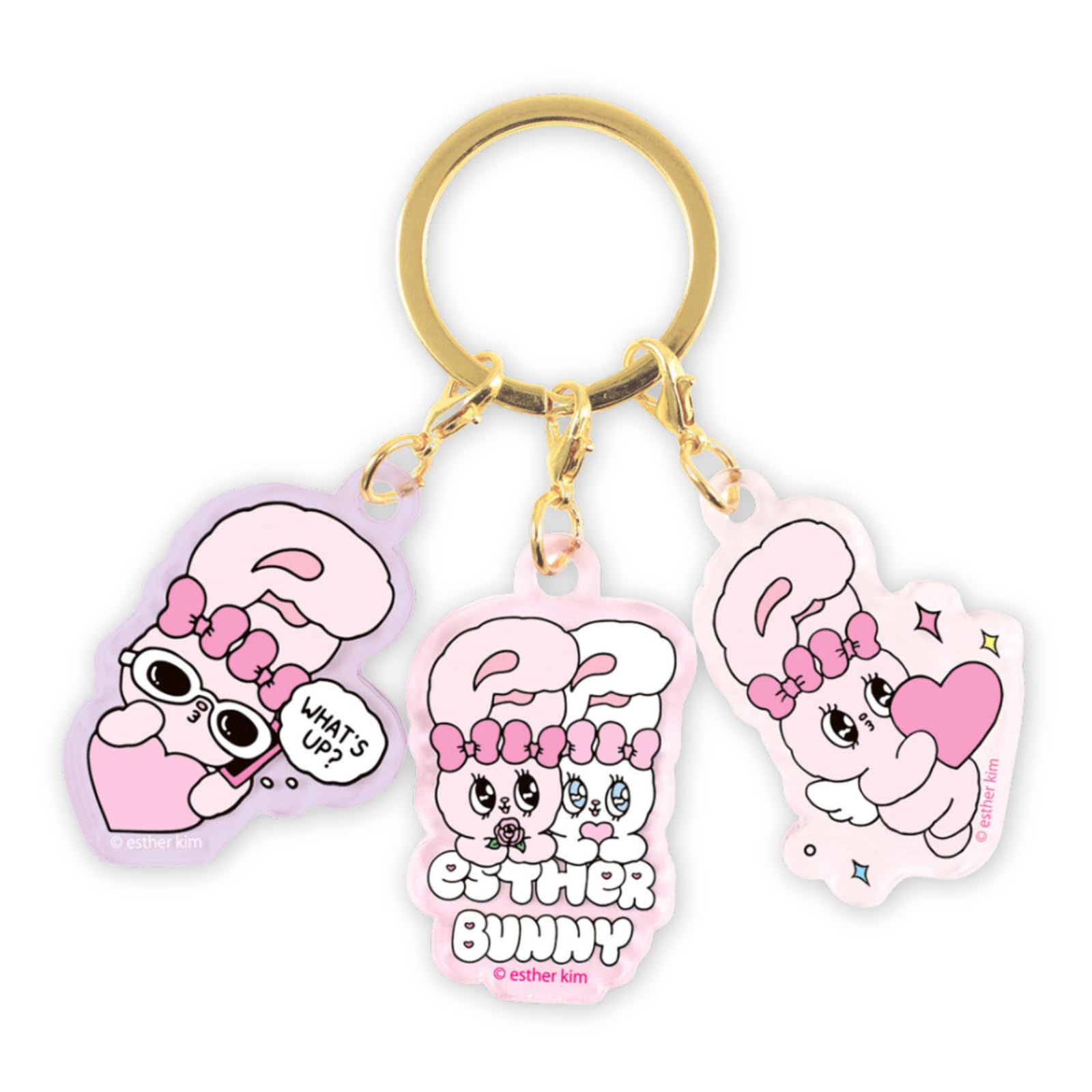 Esther Bunny 3 Charm Acrylic Keychain Friends Ribbon Bunny Bag Charm
