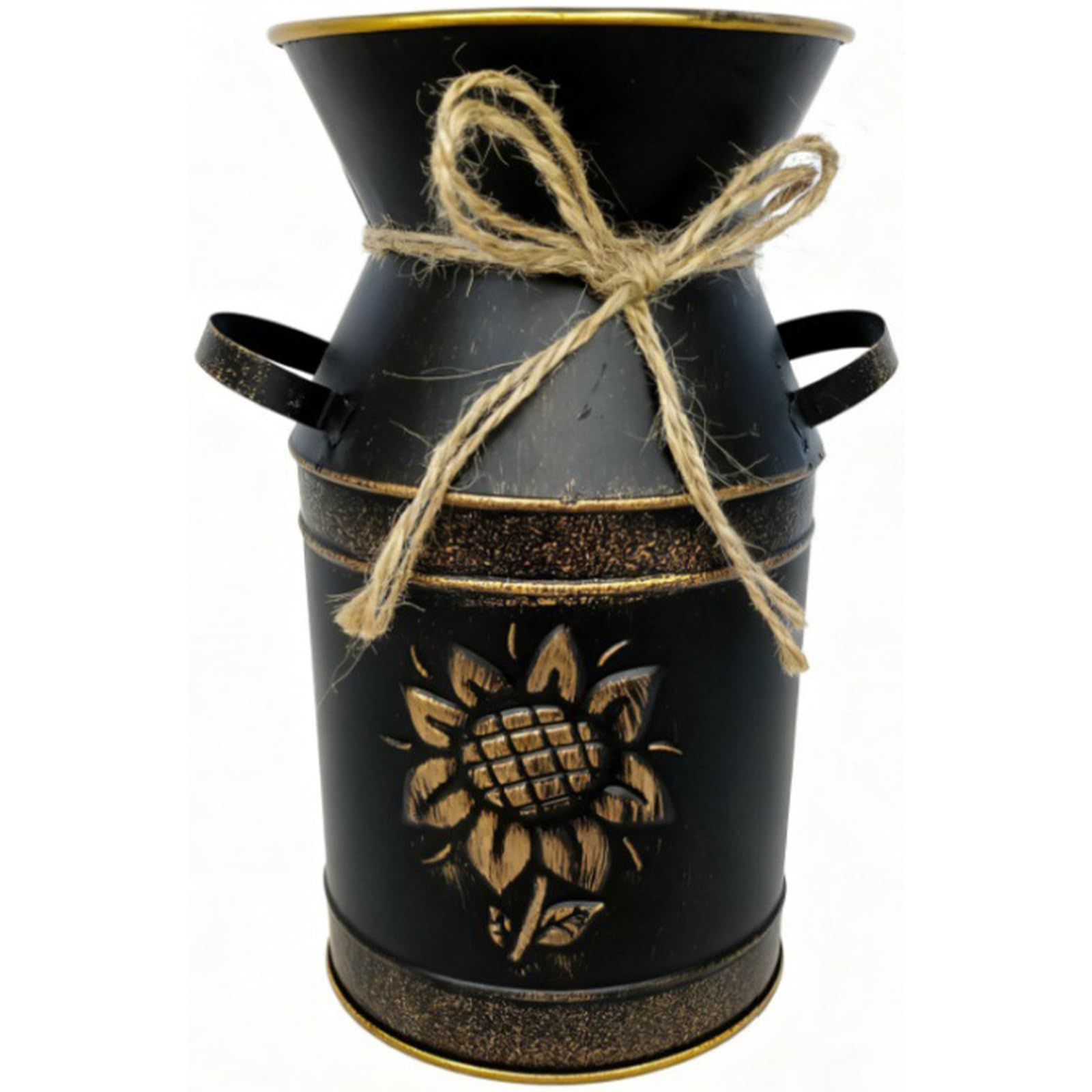 Iron Milk Can Planter Vases with Sunflowers Accent Farmhouses Decoration Piece Home Decoration Flower Bucket