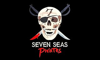 Seven Seas Pirates Toy Pirate Flag - Skull and Crossbones Black Background 5 x 8 Feet