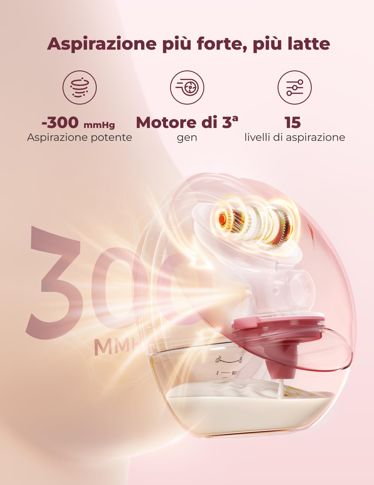 Momcozy M9 Tiralatte Elettrico Indossabile Mani Libere 24mm 2 Pezzi Rosso