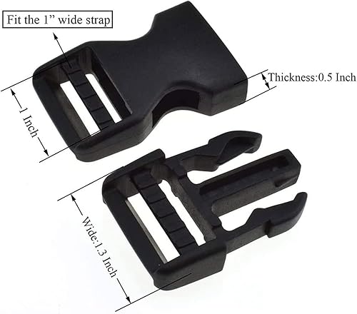 Miniatura 2 de Lxnoap Hebillas de liberación lateral rápida de 1 pulgada de ancho, doble ajustable, sin clips de costura, reemplazo de plástico resistente para